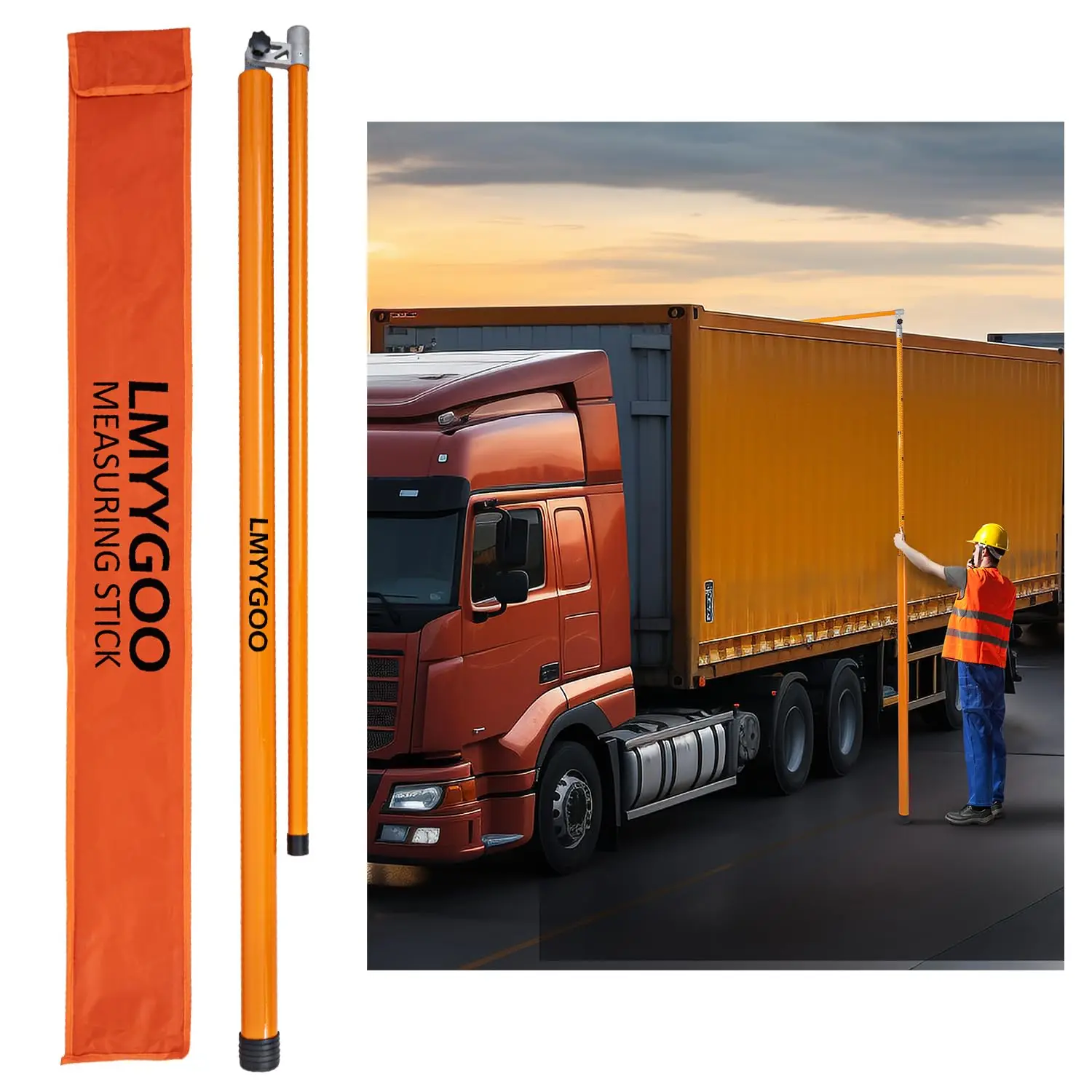 20FT Load Height Measuring Stick with Carrying Bag, Retractable Height Stick for Trucks, Truck Height Measuring Stick with Adjus