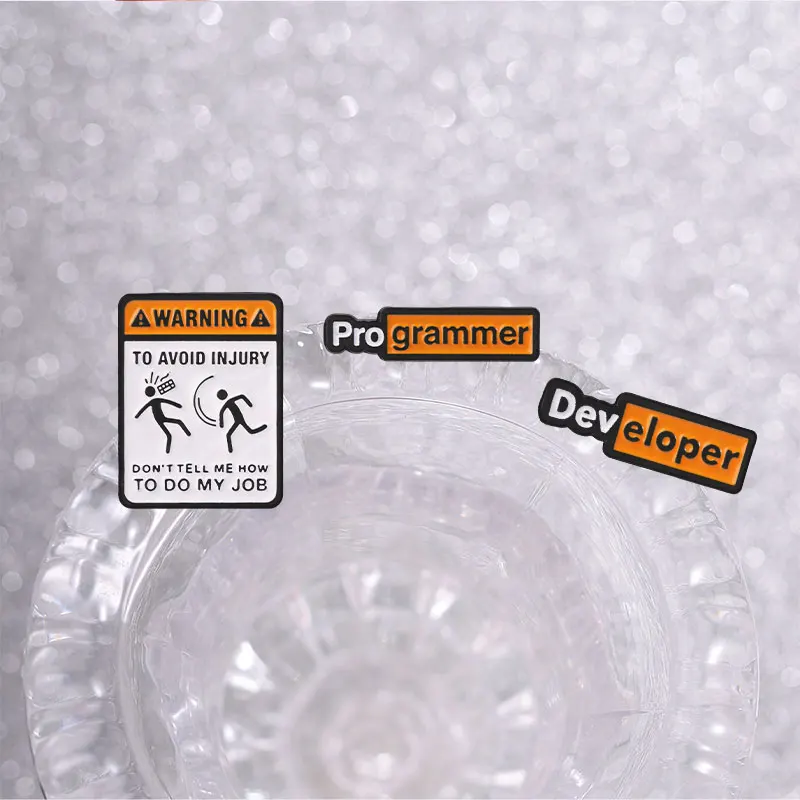 Lustige Programmierer-Entwickler-Emaille-Abzeichen, Warnschild-Slogan, Humor-Cartoon-Pins, Kreative Broschen, Anstecknadel-Set, Schmuckgeschenke – Detail 5