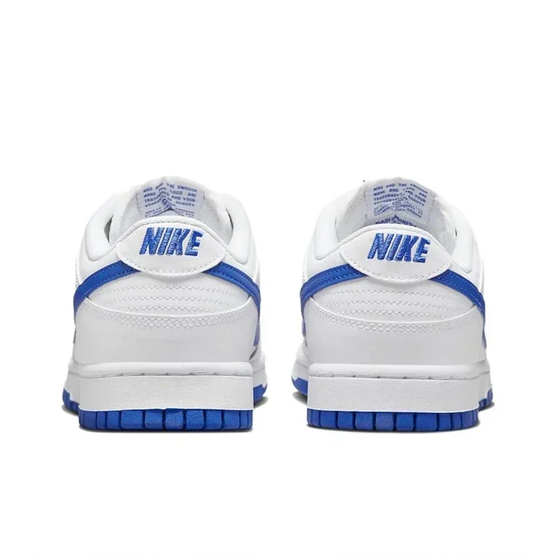 Original nike dunk low 'hyper royal' sapatos de skate masculino absorção de choque resistente ao desgaste azul branco tênis DV0831-104