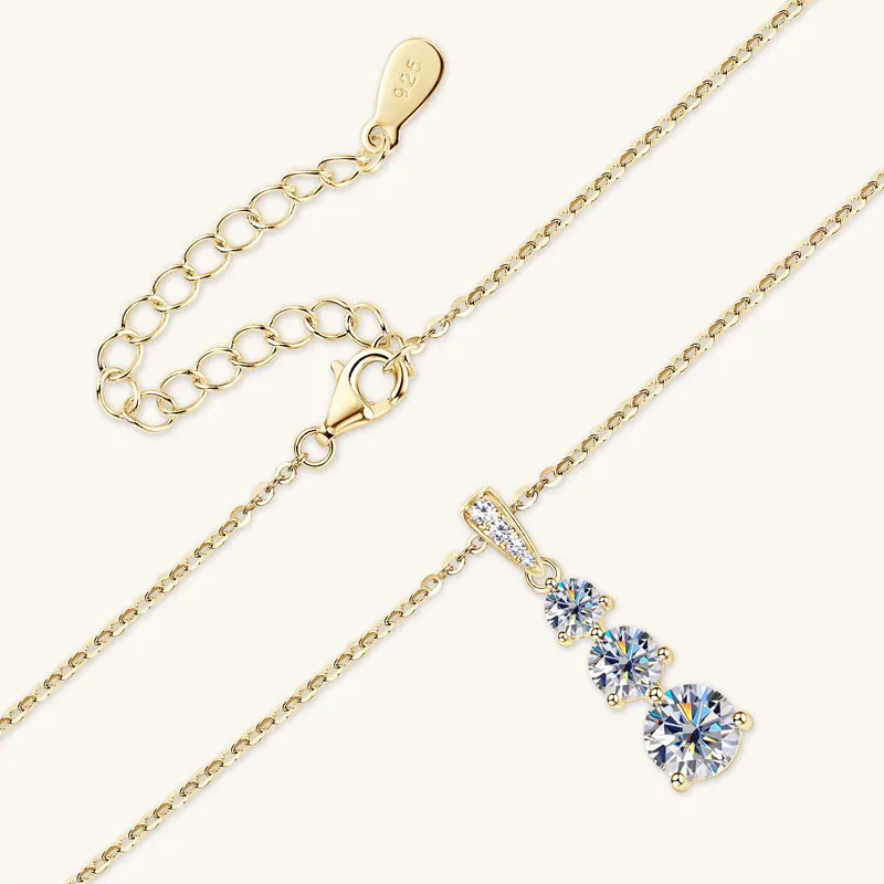RAPRGOLD GRA Certified Round Moissanite Drop Pendant Necklace for Women S925 Sterling Silver Chains Wedding Neck Jewelry Gifts