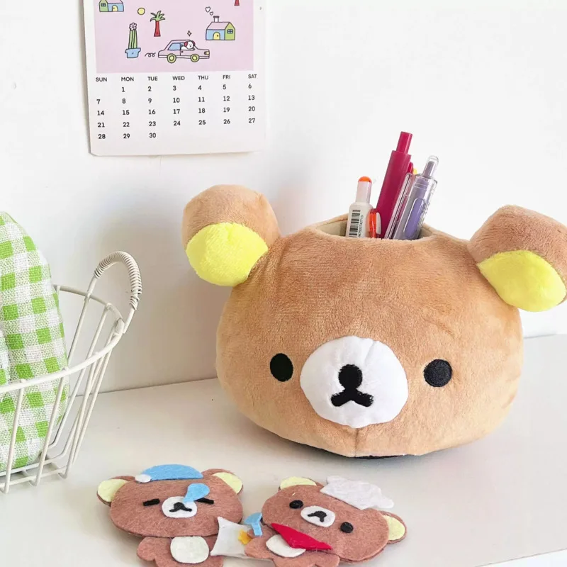 

Cartoon Relaxed Bear Head Pen Holder Pen Storage Kawaii Creativity Convenient Bottom Antiskid Decorate Student Stationery Gift
