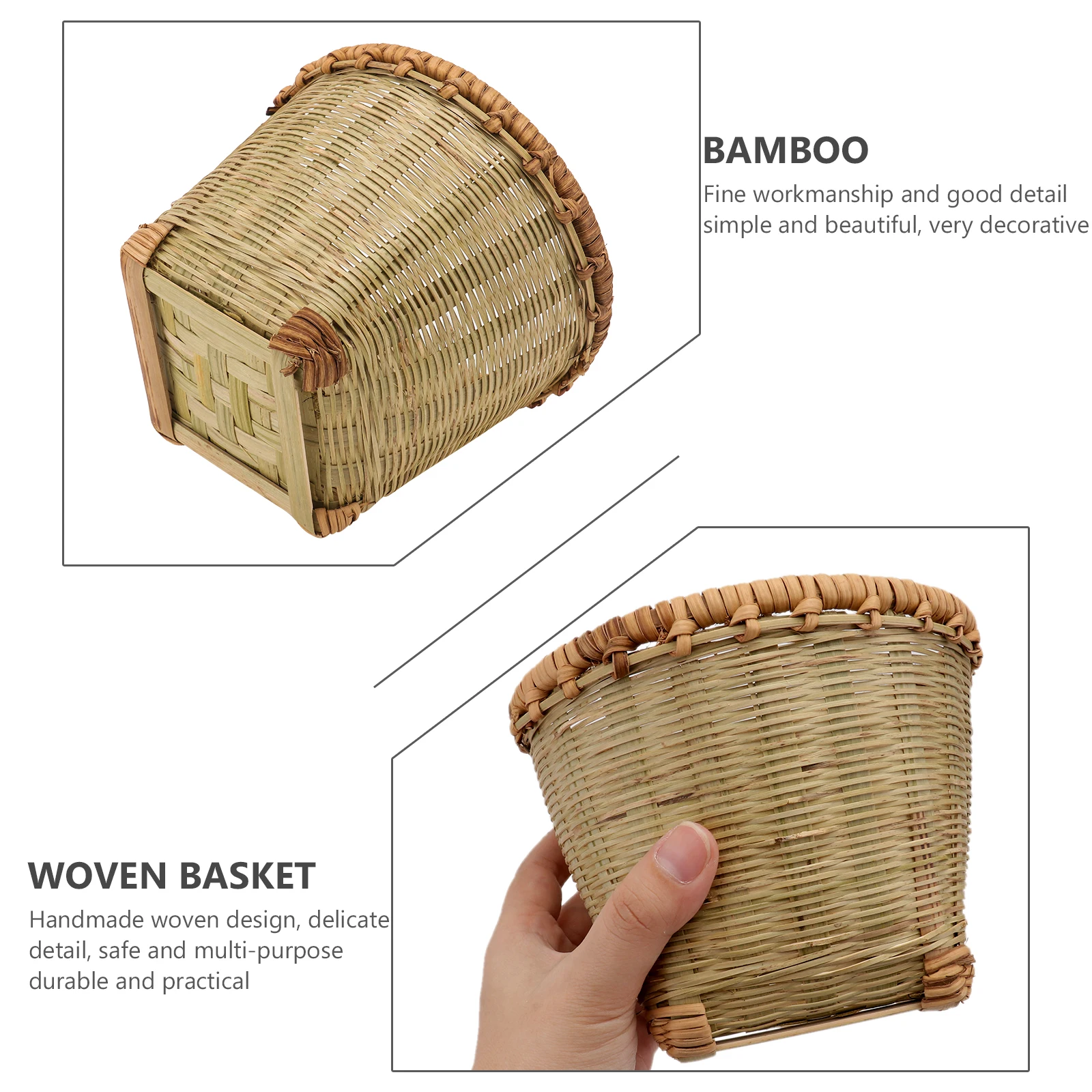 

Bamboo Storage Box Basket Multifunctional Mini Stationery Organizer Handmade Woven Container Desktop Holder Gift