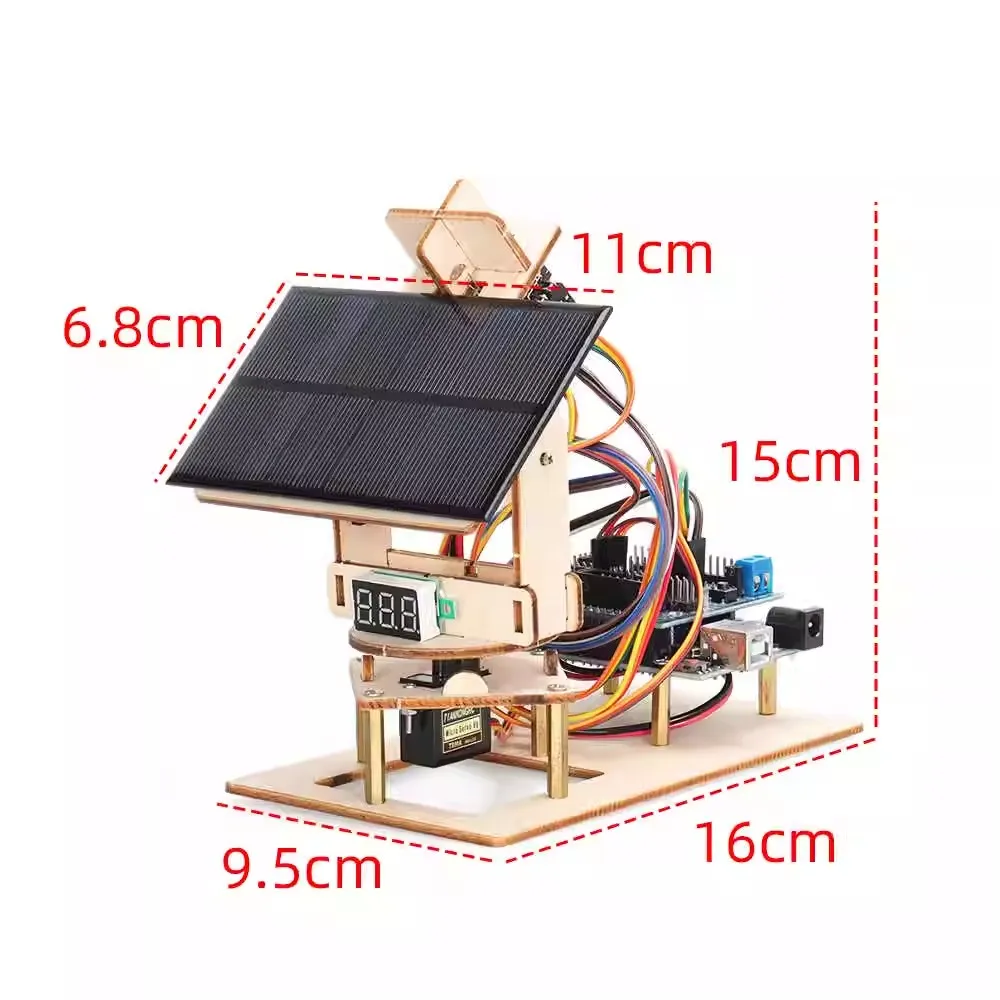 Solar Tracking Maker Learning Kit made of wood material for DIY teaching, suitable  education