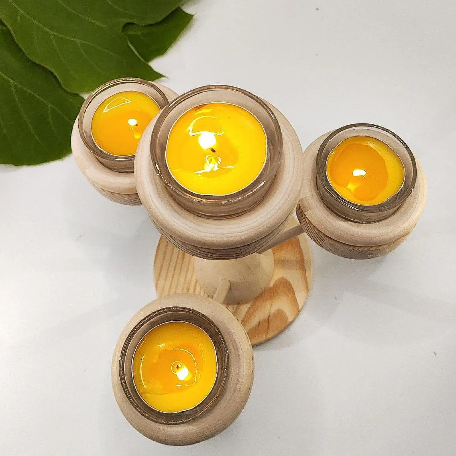 Candlestick Candlelight Wooden Glass Tealight Candle Holder Cup for Votive Candle Hotel Dining Room Dining Table Housewarming