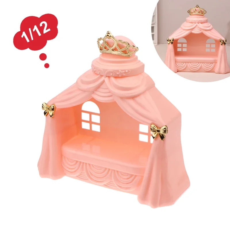 1/12 casa delle bambole mini letto da principessa modello casa delle bambole mobili per camera da letto decorazione accessori per casa delle bambole giochi di imitazione giocattoli