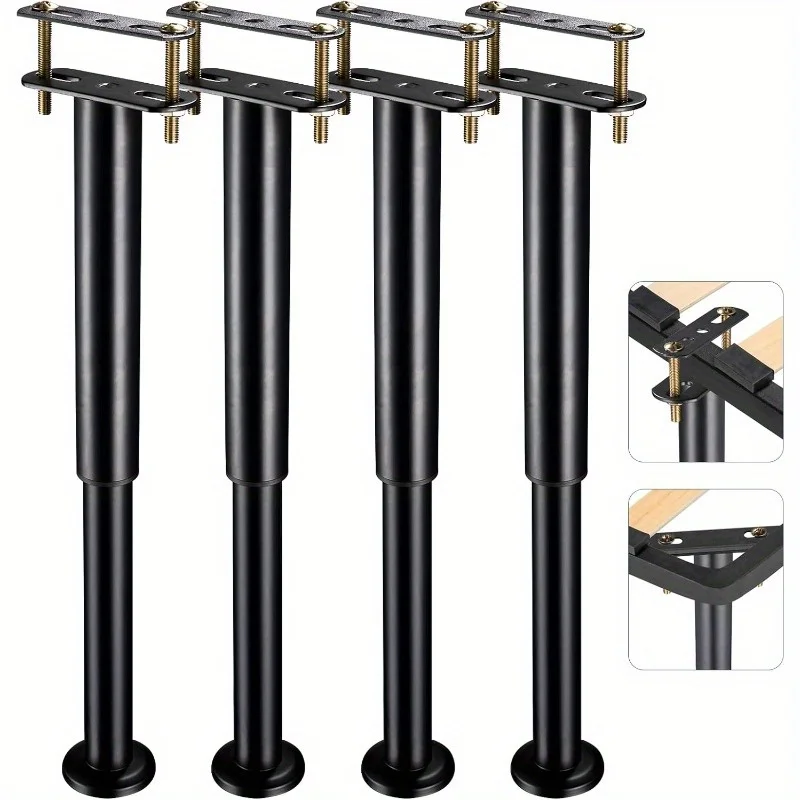 4pcs Adjustable Furniture Legs, Stainless Steel Round Cabinet Legs Heavy Bed Replacement Legs Office Table Furniture feet