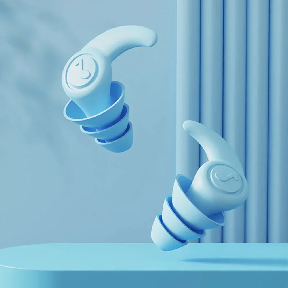 Soundproof Earplugs Three Layer Soft Comfort Silicone Earplugs Noise Reduction Sleep Ear Protection Waterproof Swimming Ear Plug