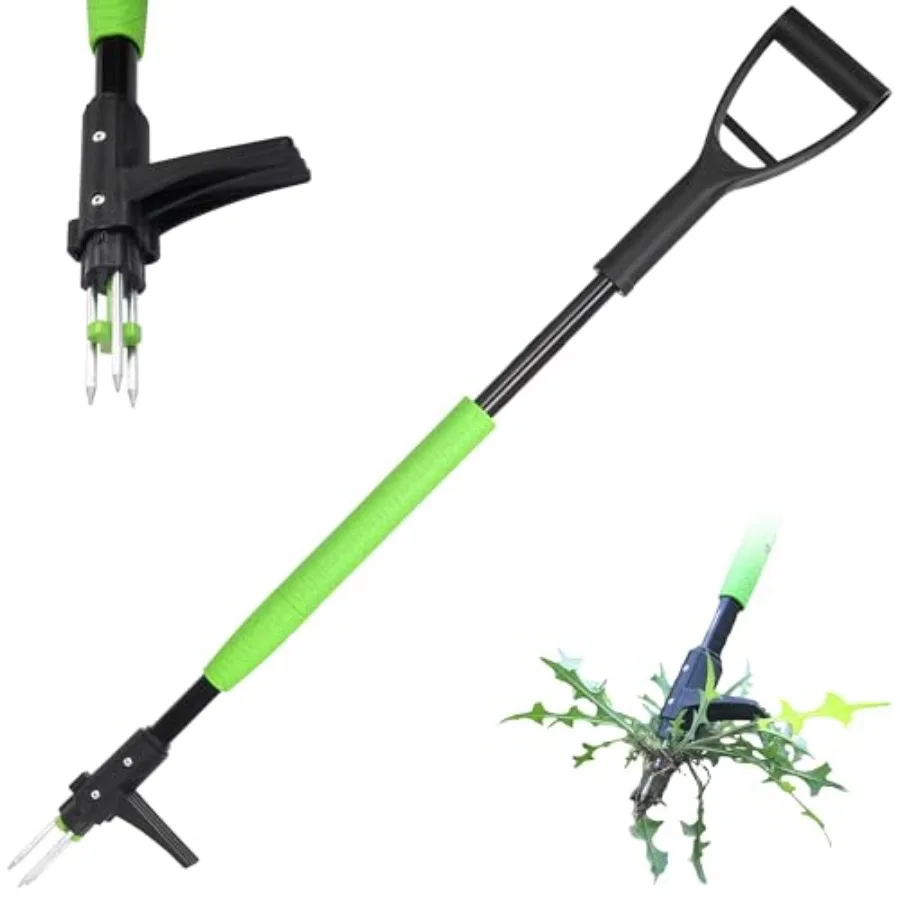 

Garden Guru Stand Up Weeder Weed Puller Tool Long Handle up to 45-Inch Heavy Duty 3 Claw Weeder with Foot Pedal No Bending or K