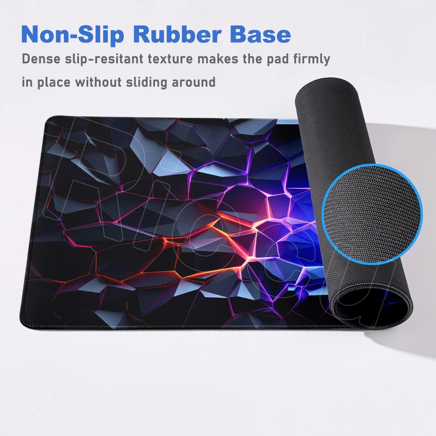 Alfombrilla de ratón para teclado de juegos con Base antideslizante de goma de 60x35cm, alfombrilla de mesa HD geométrica 3D, alfombra grande para ordenador y oficina, lavable, no se decolora