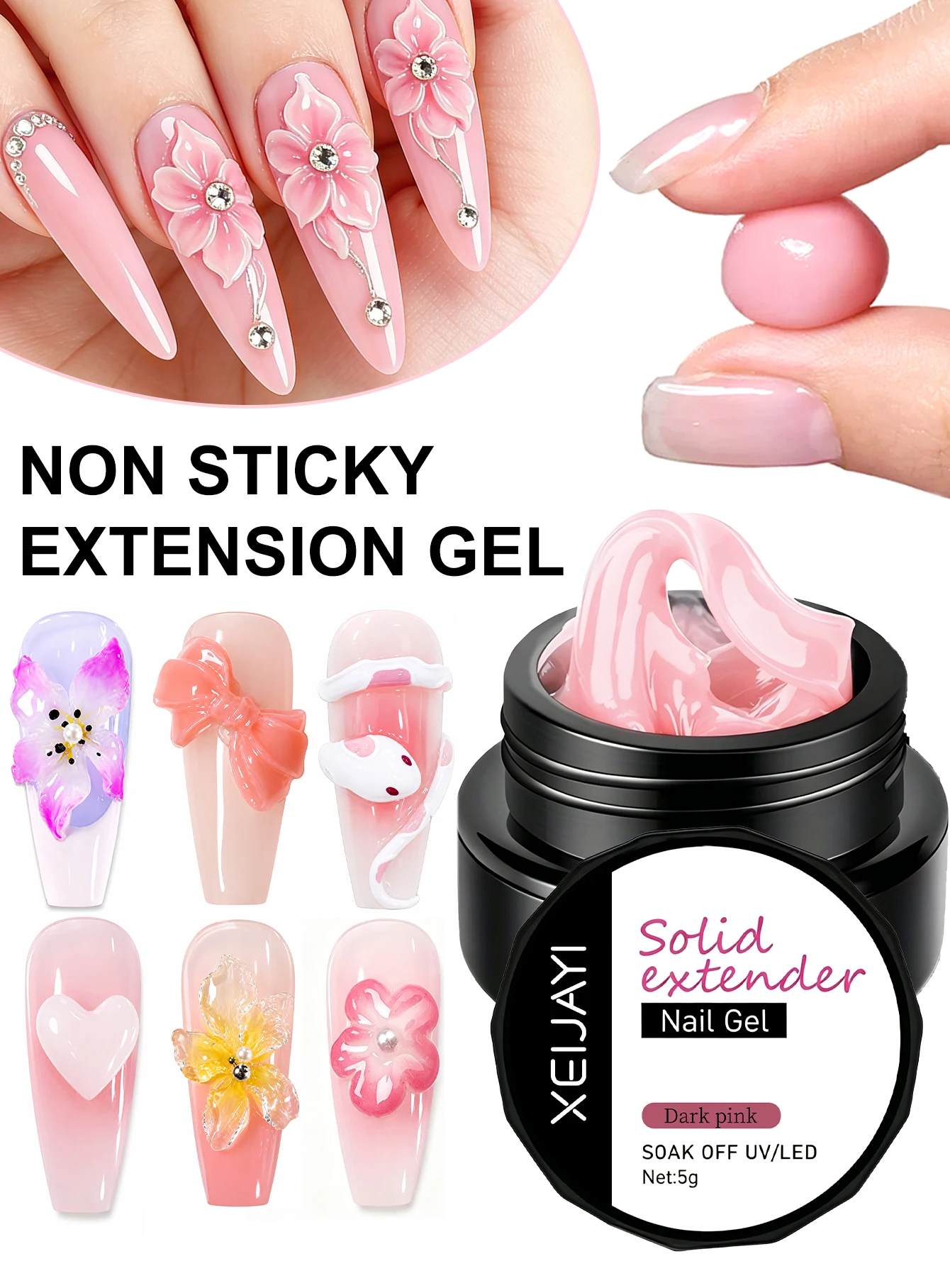 6pcs Solid Builder Gel For Nails, Extension Hard Nail Gel, Non-Sticky Hand Nail Sculpture Gel, Acrylic Extend Nail Gel