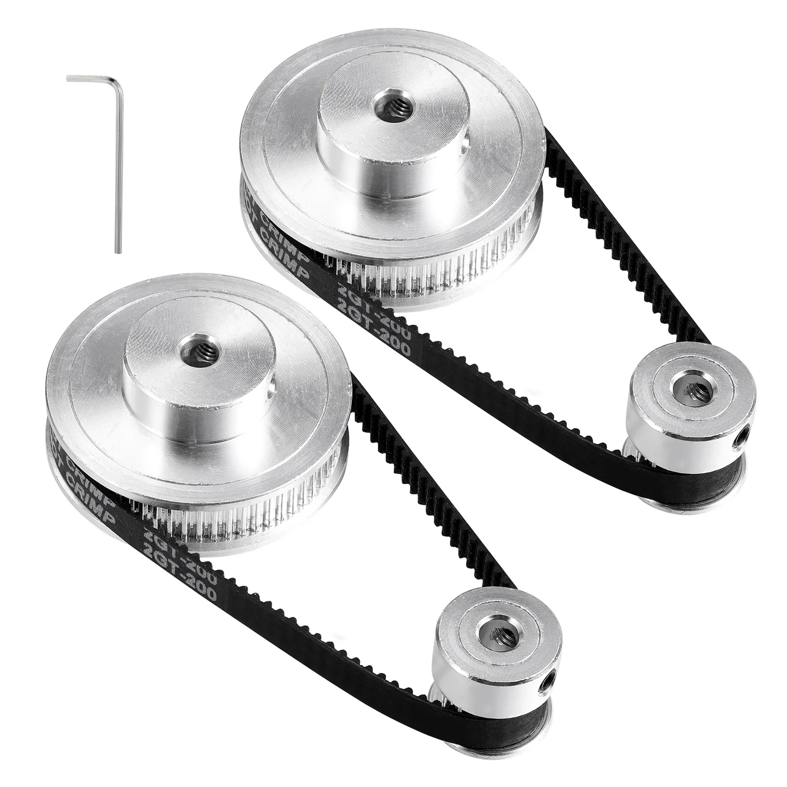 

2 pcs 3D Printer Synchronous Wheel Set 2Gt 20T 200Mmx6Mm Belt Aluminum Timing Pulley For 3D Printing Machine Accessory Kit