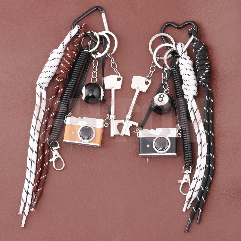 

25cm Fashion DIY Camera Pool Black 8 Simple keychains Rope Key Combination Exquisite Backpack Decorative Pendants Birthday Gifts