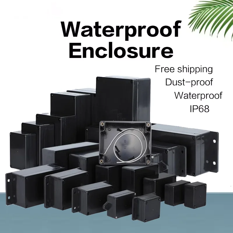 Black Box ABS Waterproof Housing Electronic Safe Case Plastic Boxes Wire Junction Box Flame-Retardant IP67 Electrical Instrument