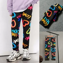 Autumn Winter Thin Velvet Warm Children's Pants Floral Print Slim Leggings for Kids Baby Girls