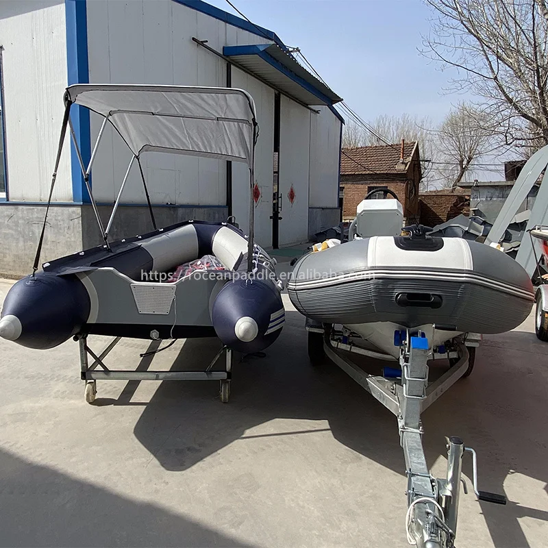 Small Dinghy 12ft RIB360 Aluminum Hull PVC/Hypalon/Orca Inflatable Boats With Center Console