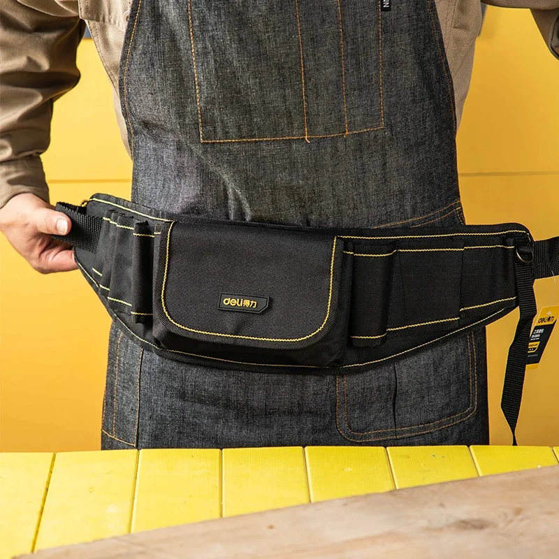 

New Deli Multifunctional Waist Bag Tool Kit Electrician Thickened Oxford Cloth Portable Wear-resistant Small Storage Waist Bag