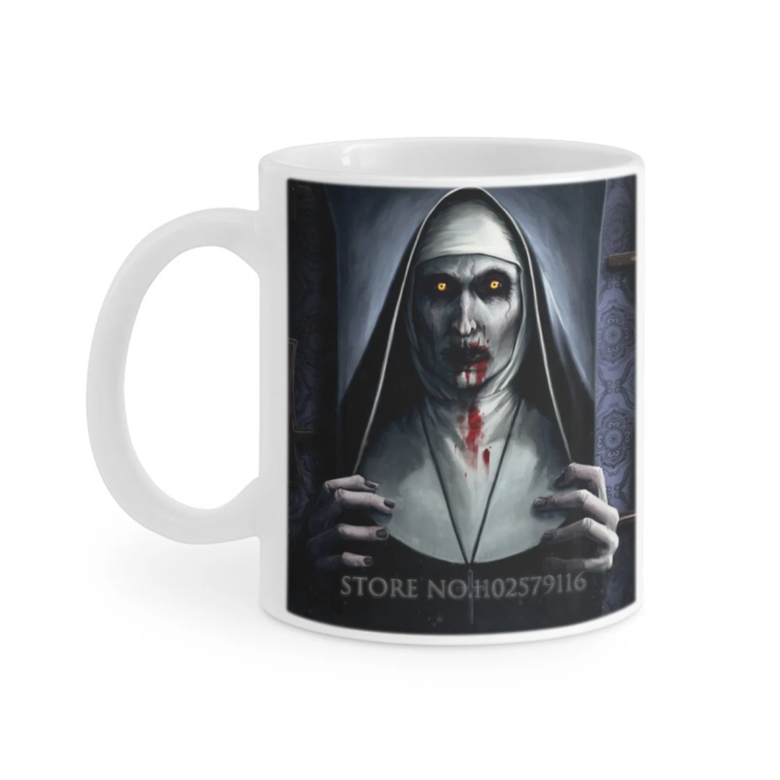 Valak Painting White Mug Coffee Cups Gift 11 Oz Mug Milk Tea Mug Valak Demon Nun The Conjuring 2 Haunting Haunted Horror Scary