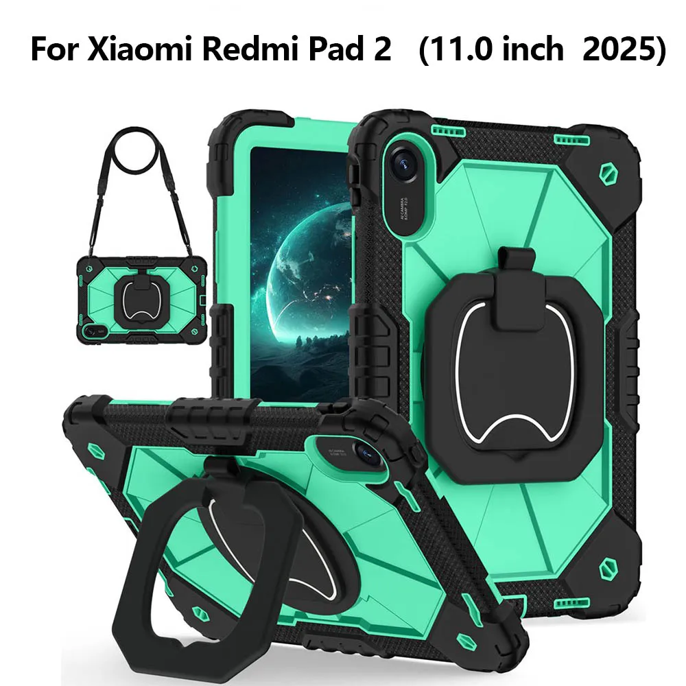 For Xiaomi Redmi Pad 2 Case 2025 Kids Tablet Cover Silicone+PC Funda for Redmi Pad 2 (11 inch) Coque Funda + Strap
