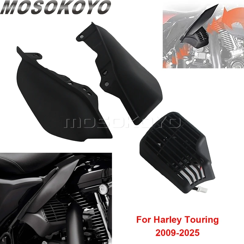 Motorcycle Air Heat Deflector w/ Fan Cooler CoolFlow Fan For Harley Touring 09-25 Tri Glide FLHTCUTGSE FLHTCUTG Freewheeler FLRT