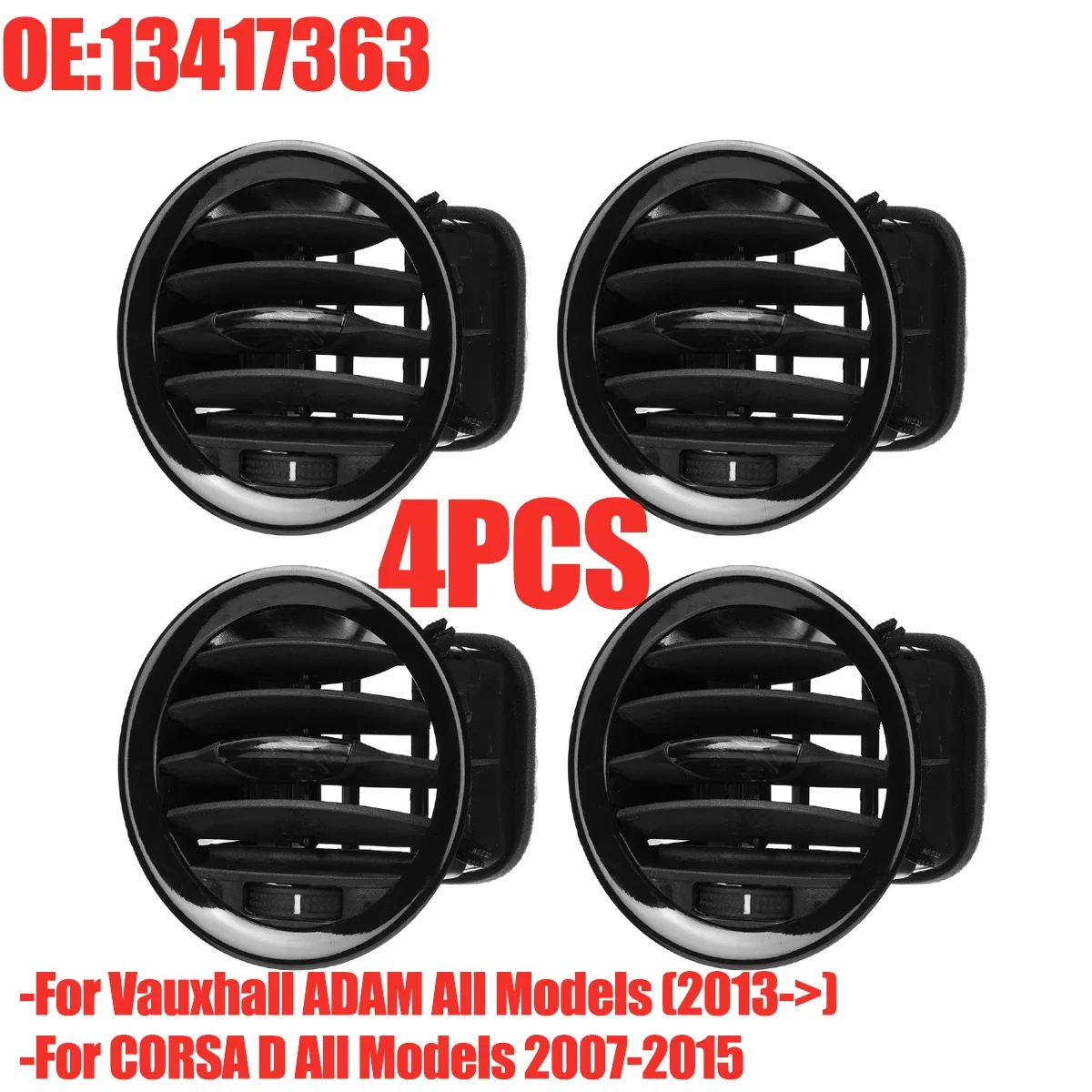 

4 шт. ЧЕРНЫЙ НАСАДКА ВЕНТИЛЯТОРА ВНУТРЕННЯЯ ВЕНТИЛЯТОРА / GRILLE / COCER ДЛЯ OPEL Vauxhall ADAM / CORSA D - 2201099 13417363