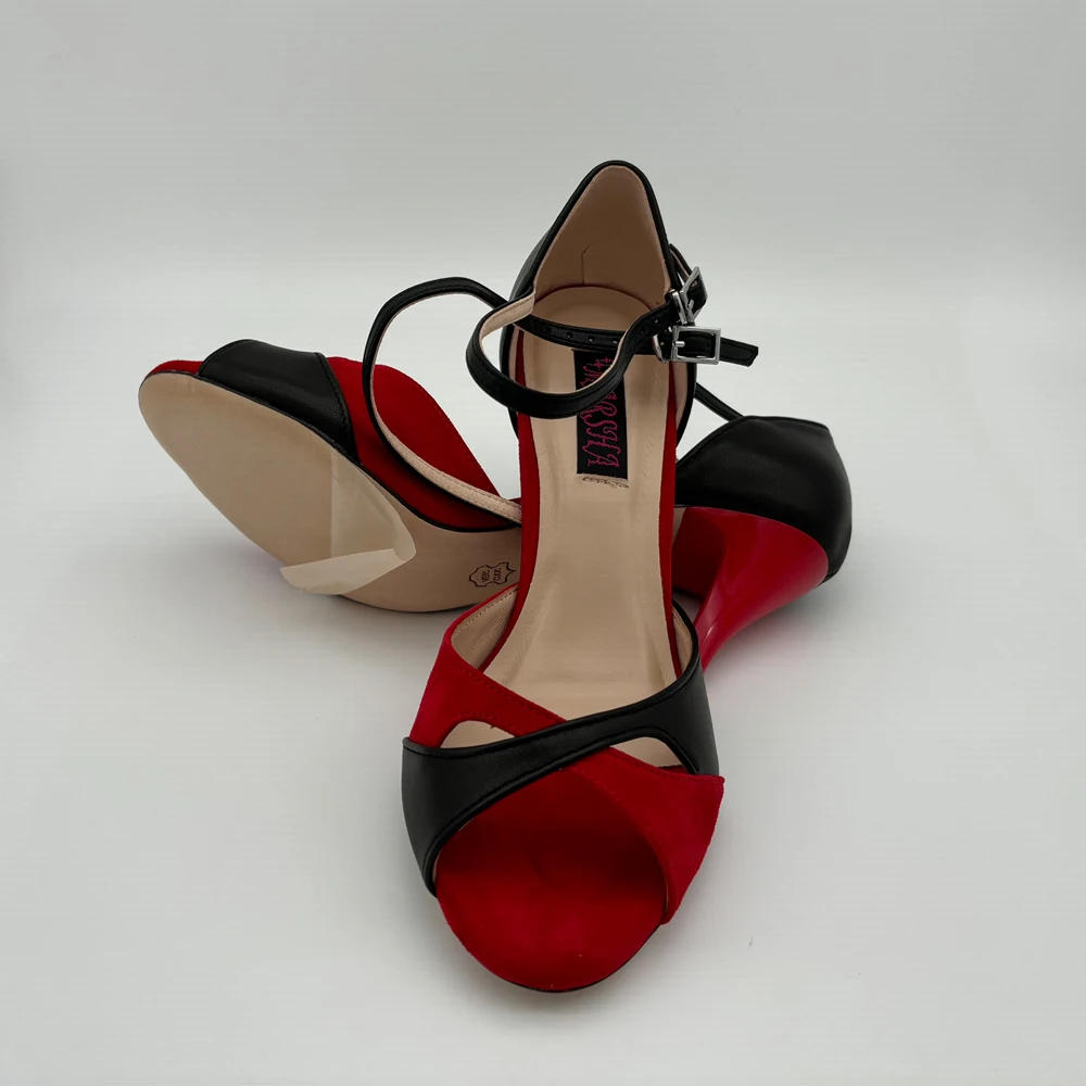 Argentina Tango Shoes pratice shoes  Leather Hard Sole Two Tone Color  7.5cm 9cm heel available Shipping Free