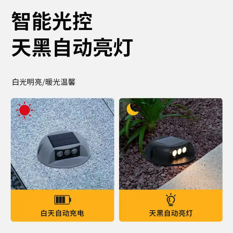 Solar step light Outdoor waterproof induction step light Outdoor courtyard landscaping atmosphere Floor light Stairs