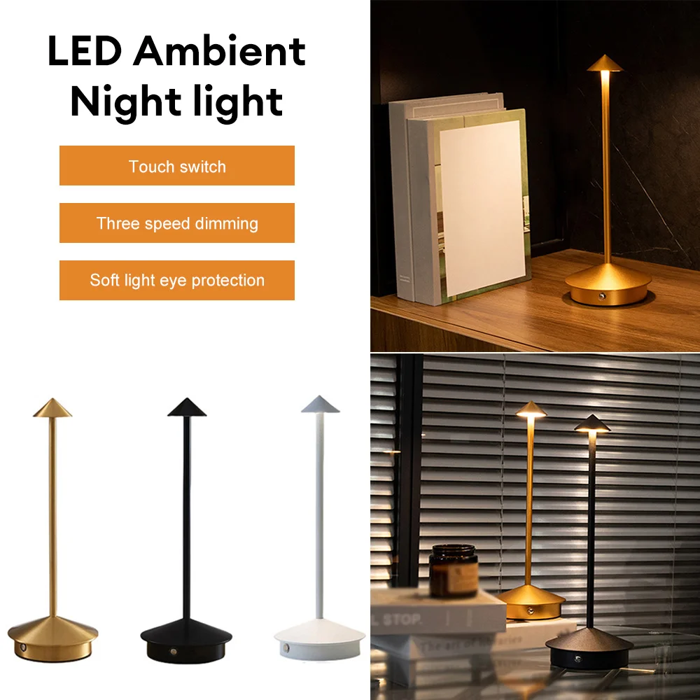 

LED Metal Table Lamp Cordless Novelty Touch Control Ambient Desktop Decoration Lamp Romantic Night Light for Hotel Bar Bedroom