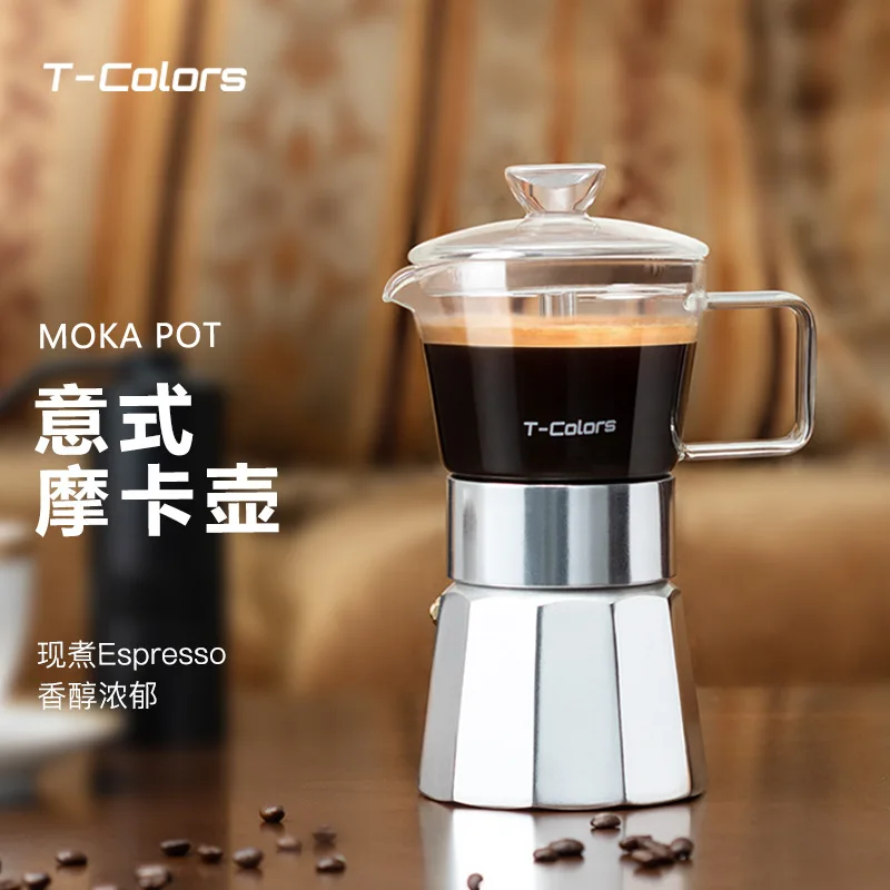 

Стеклянный и алюминиевый горшок для мока, эспрессо-машина для кемпинга, дома, путешествий, любителей кофе, итальянская плита и индукционная совместимость