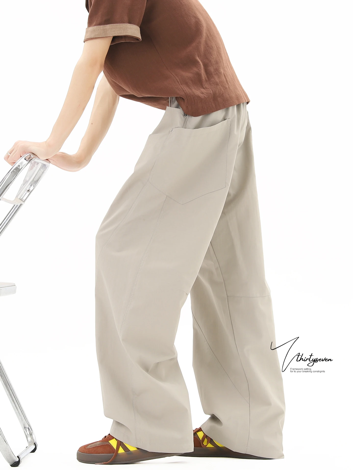 

Qui Dry повседневные брюки мужские осенние уличные крутые однотонные широкие брюки модные брендовые универсальные длинные брюки с ножом