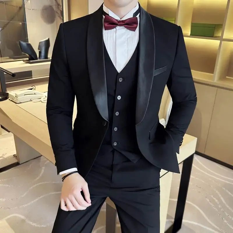 Plus Size 6XL 5XL Men Formal Business Suit 3 Set Pieces Classic Slim Fit Business Suits Sets Autumn Men Wedding Party Tuxedo