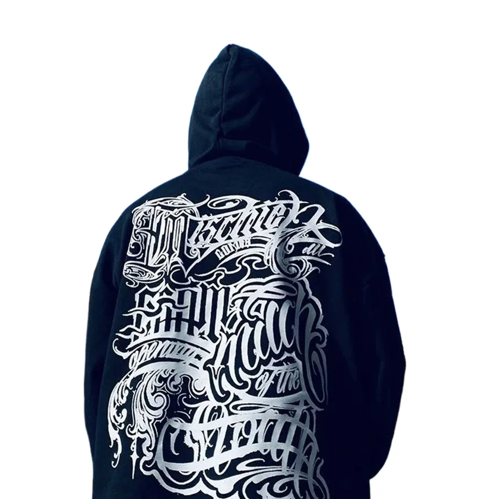 Mens Street American Retro Cotton Long-sleeved Sweater Autumn Hip-hop Chicano Fashion Tatoo Graffiti Rock All-match Hoodie