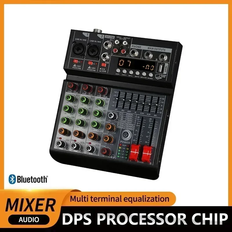 

4 Channels Audio Mixer Digital Mixer Karaoke Music AUX Real Time Recording USB Digital Processor Stable Transmission Adapter