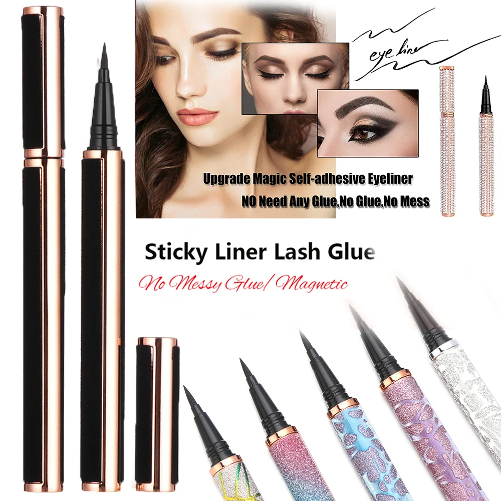 Waterproof Long-lasting Easy to use 2 in 1 Eye Liner Magic Lash Glue Eyeliner Pen Self-adhesive Eyeliner Colorful Adhsive Liner