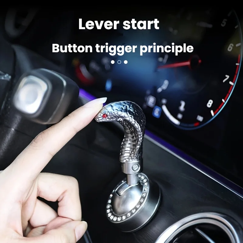 One-Touch Button Metal Snakehead Car Start Button Push Start Cover Automotive Car Engine Push Start Stop Lever Auto Accessory