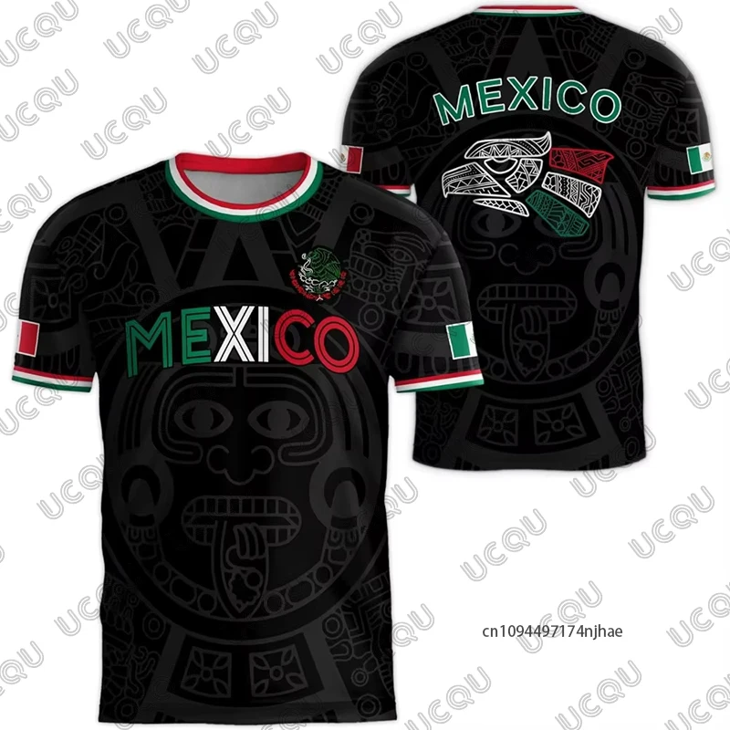 Summer New Mexican Flag Print Football Jersey For Children T-Shirt 3D Eagle Print Sports Short Sleeve Tees Casual Kids/Adult Top