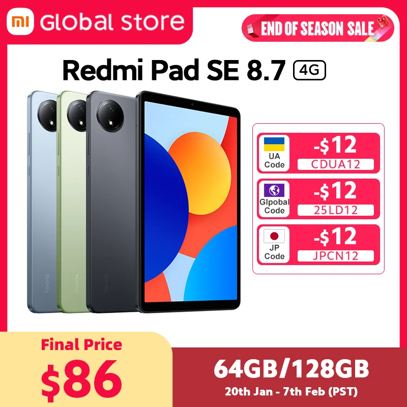 Global Version Xiaomi Redmi Pad SE 8.7 4G LCD 6650mAh Battery 8MP Camera 90Hz 18W fast charging MediaTek Helio G85 octa-core CPU