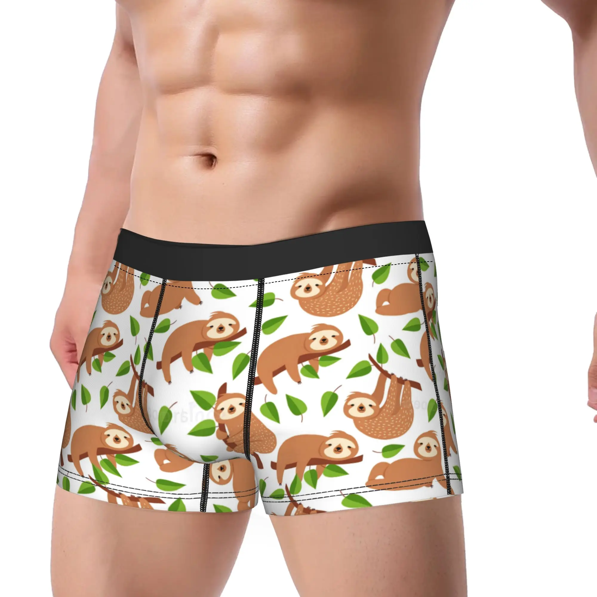 Cute Cartoon Sloth Underwear  Men Panties Design Novelty Trunk Hot Sale Shorts Briefs Plus Size