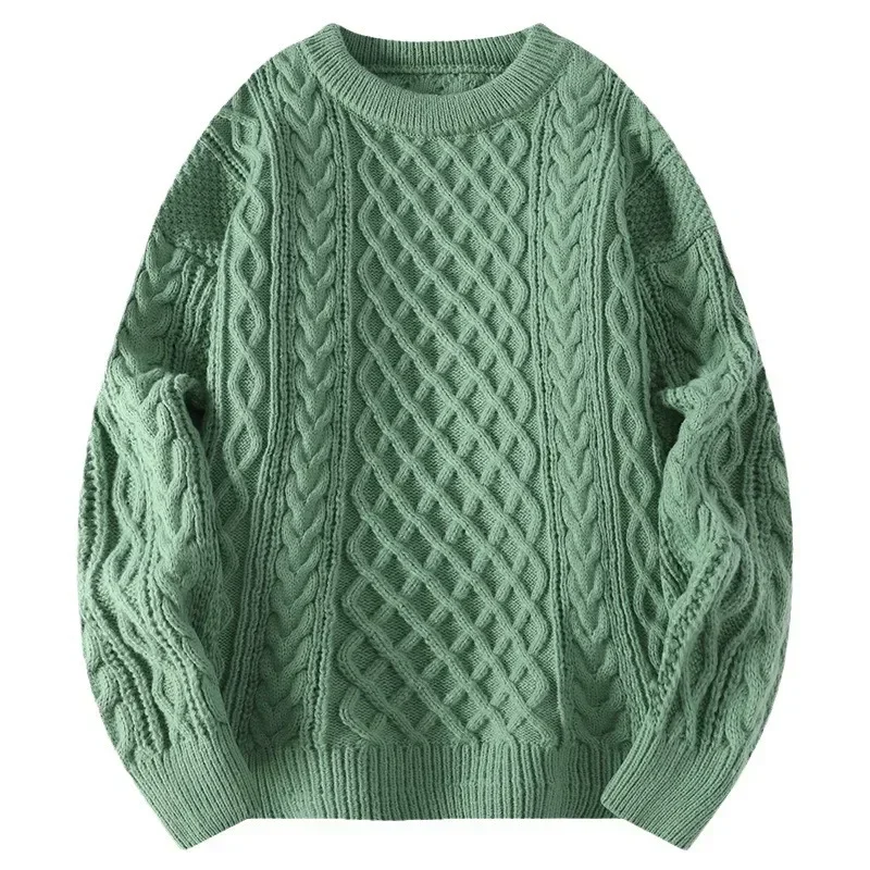 LIBIELIY Men Jumpers Long Sleeve Sweater O Neck Pullovers Vintage Solid Flat Knitted Slight Strech Loose Standard Wool 2025 Wint