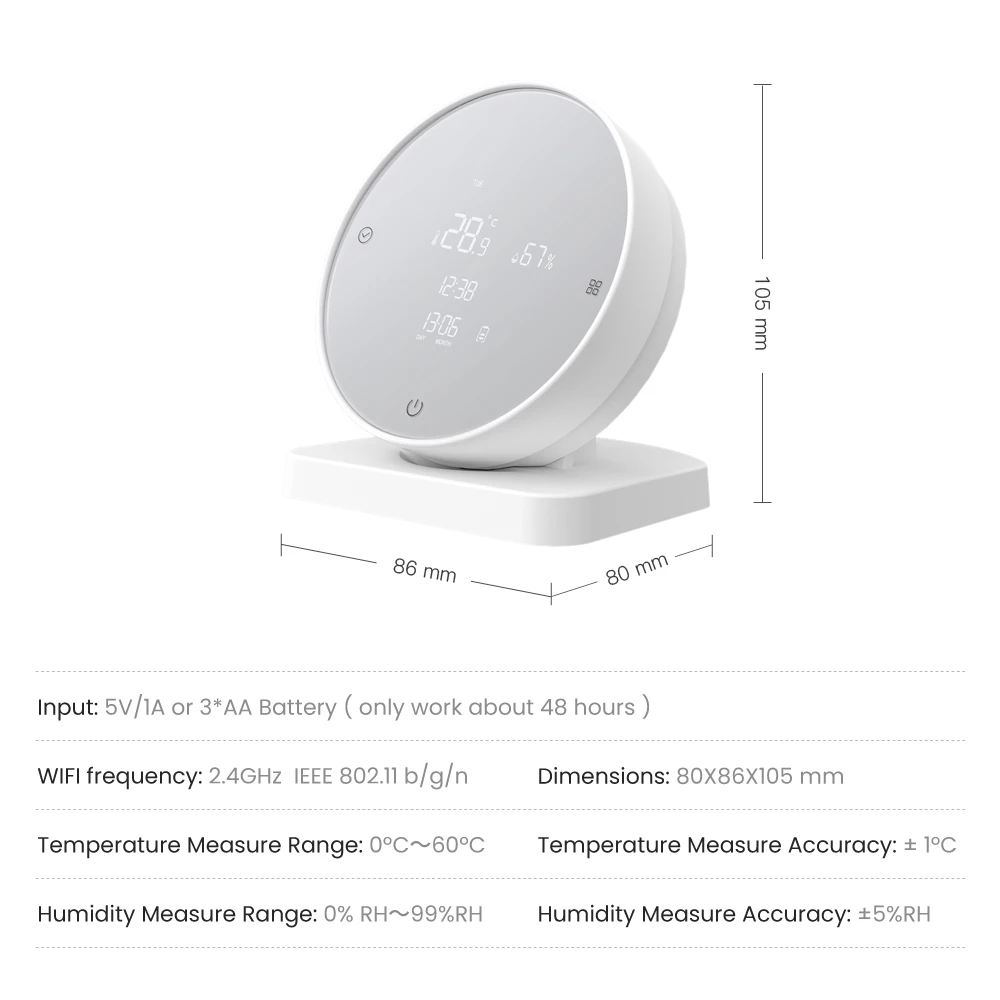 AVATTO Tuya WiFi Smart Temperature Humidity Sensor Hygrometer Thermometer Detector Monitor Works With Alexa Google Home Alice