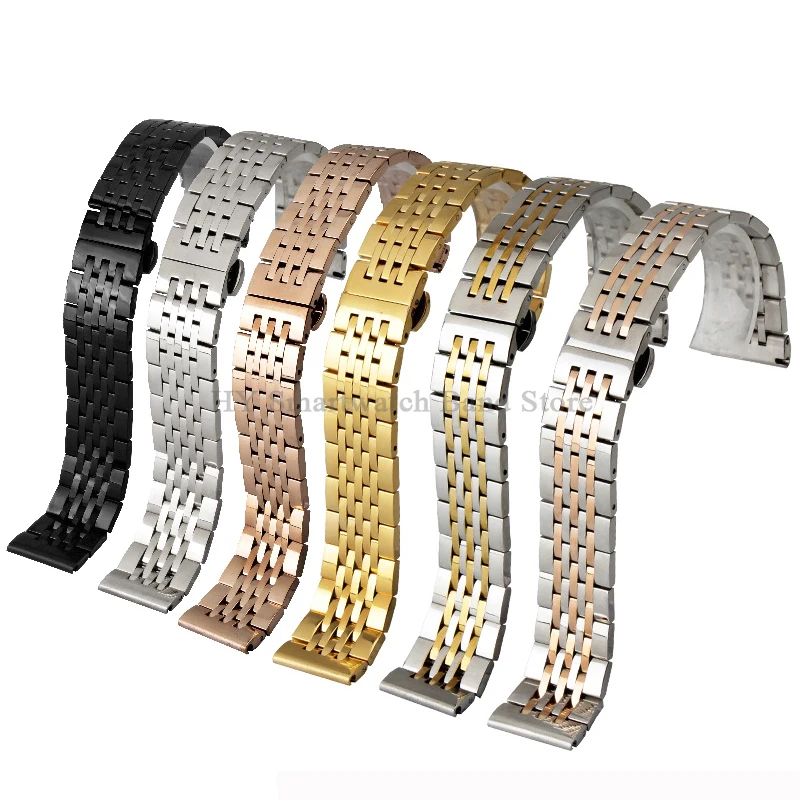 12/14/16/17/18/19/20/21/22/23/24mm Solid Stainless Steel Watch Band for Men Women Sport Wrist Band Butterfly Buckle Watch Strap