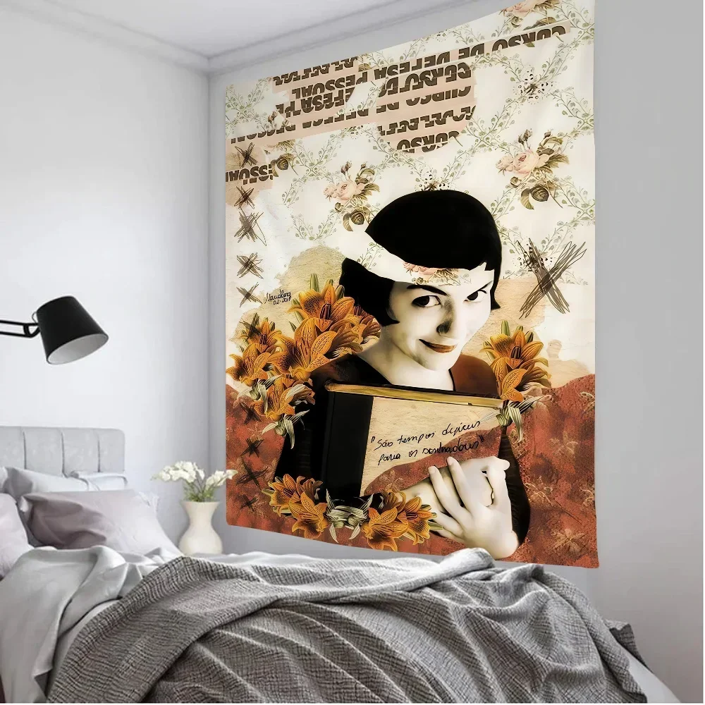 Amelie Classic Movie Anime Tapestry Hanging Tarot Hippie Wall Rugs Dorm Wall Hanging Sheets