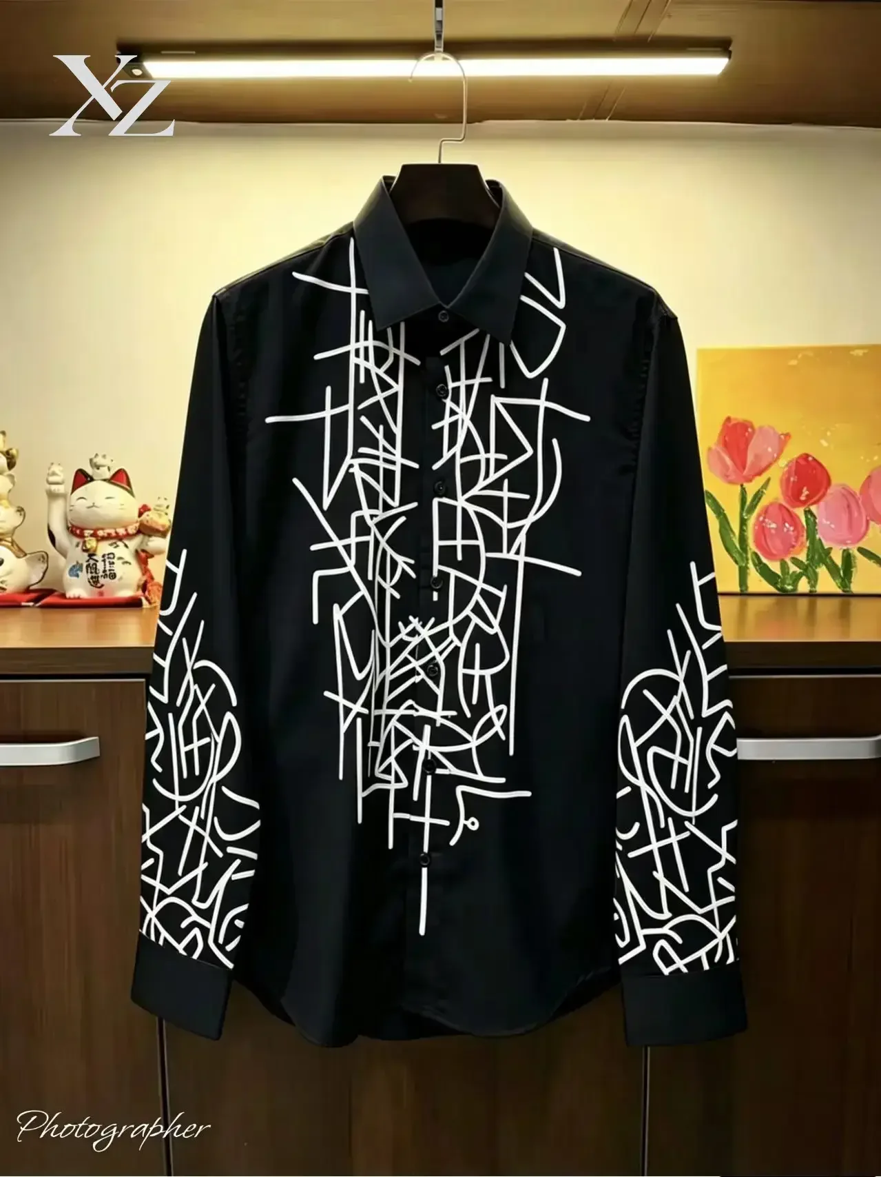 Hot Sale Premium Men's Irregular Striped Long-Sleeved Slim Fit Casual Button-Up Designer Shirt Fashionable Streetwear