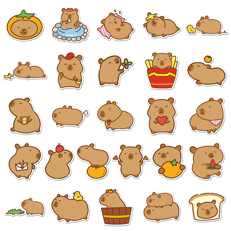 สติกเกอร์การ์ตูน Kawaii capybara 51แผ่นน่ารักสติกเกอร์สัตว์กระเป๋าแล็ปท็อปรถสเก็ตบอร์ด DIY กราฟฟิตีสติ๊กเกอร์ของเล่น