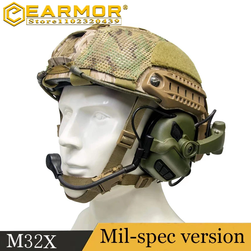 EARMOR M32X-Mark3 MilPro military communication headset electronic shooting earmuffs military anti-noise headset ARC helmet rail