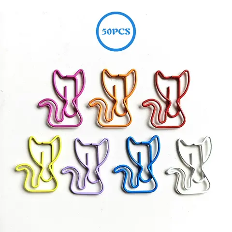 50 पीस बिल्ली के आकार का पीई पेपर क्लिप रंगीन कार्टून पशु पेपर क्लिप बुकमार्क बाइंडिंग नोट सजावट स्टेशनरी बाइंडर क्लिप 6 best sales पेपर क्लिप्स - №5