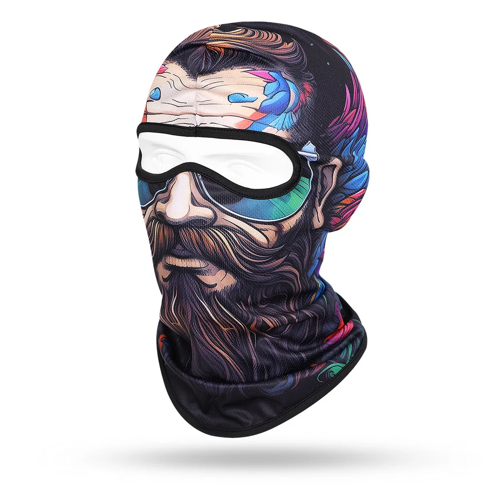 Beard Old Men Balaclava Skull Full Face Cap New 3D Print Elastic Dry Quick Masks Hat Motorcycle Helmet Liner Biker Neck Warmer