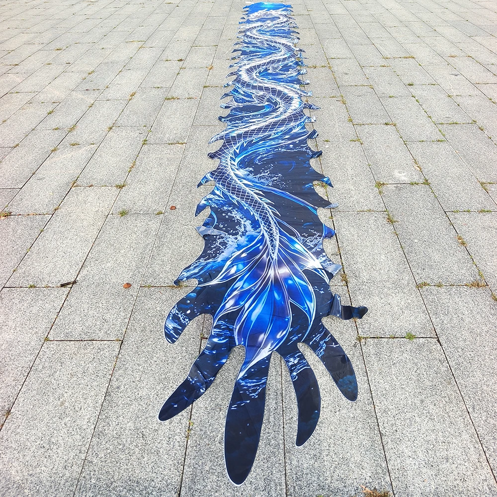 Picture 6: Outdoor Fitness Dragon & Phoenix Poi Set,  3D Dragon Head with Holographic Crystal Blue Wider Body Flowy Kit for Yoga & Exercise
