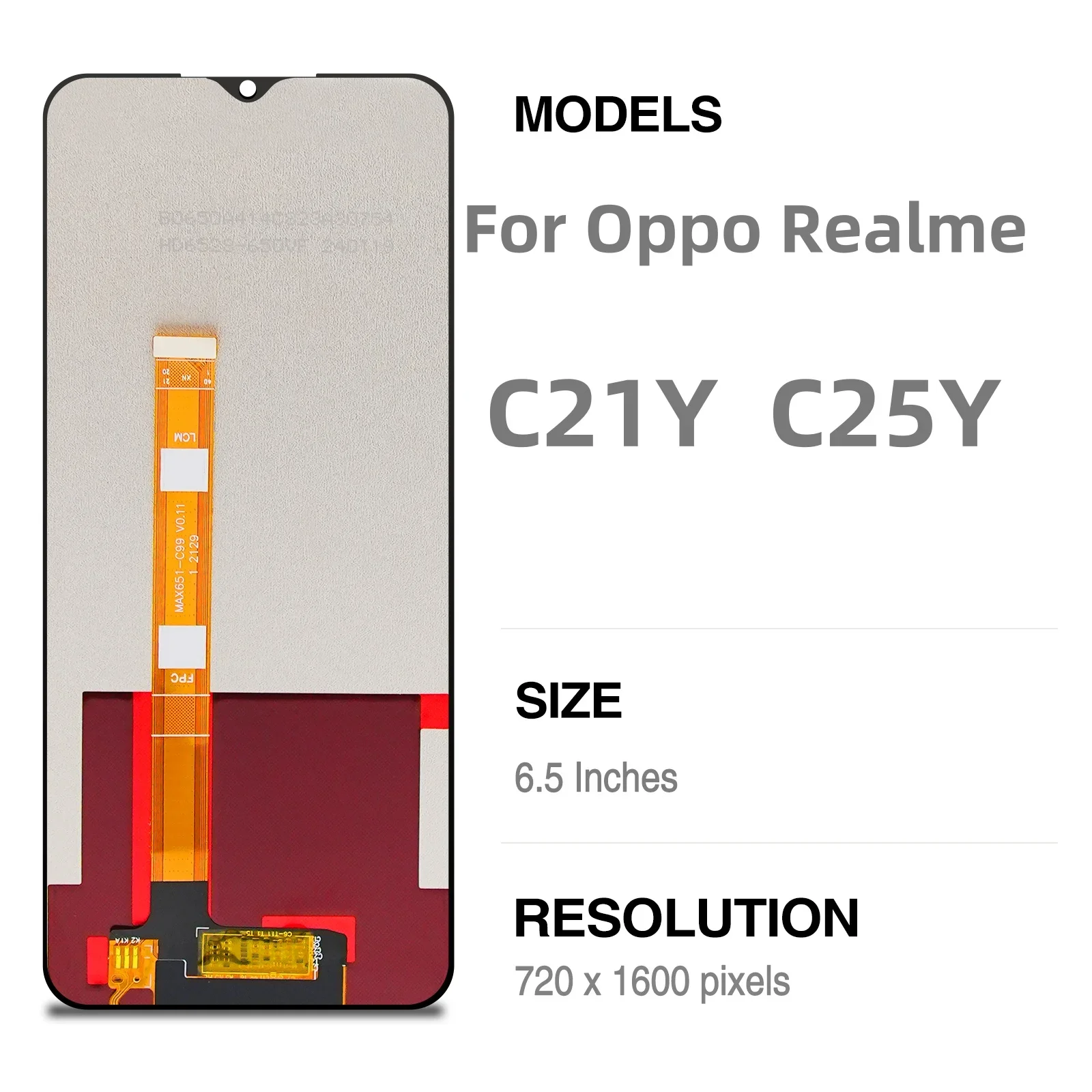 6.5 "สำหรับ LCD OPPO C21Y RMX3265 RMX3263 RMX3261 RMX3268อะไหล่ประกอบดิจิไทเซอร์หน้าจอสัมผัส