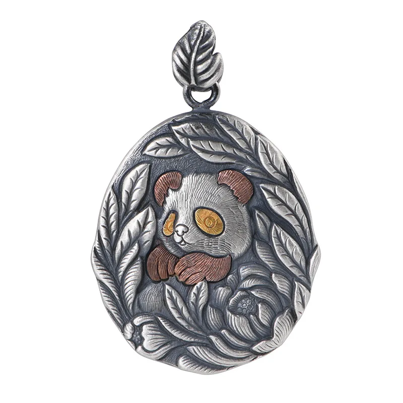 

World Wide Famous Panda Pendants for Women Heavy Made 999 Full Silver Panda Jewelry Thai Silver Leaves Peony Necklaces NO Chain