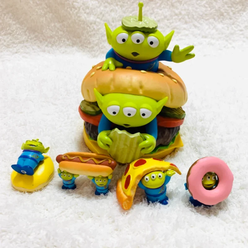 5cm Disney Anime Toy Story Mini Pvc Action Figure Alien Hot Dogs Pizza Donuts Kawaii Doll Model Keychain Decor Kids Xmas Gifts